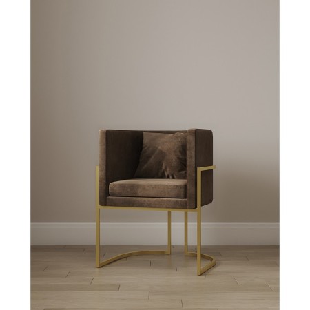 The Luna chair, 60 × 64 × 77 cm, brown color, gold frame