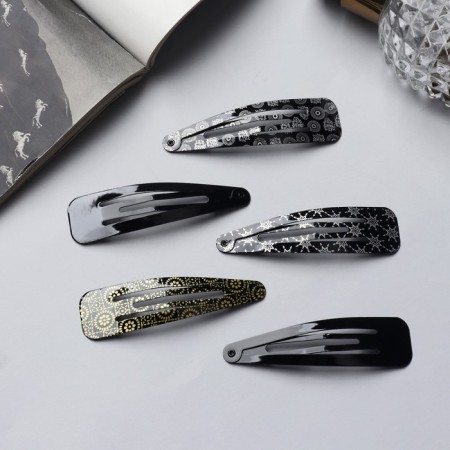 Invisibility for hair "Lira" (set of 10 pcs) space, 6.5 cm, black and white