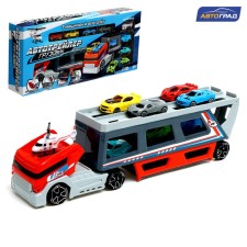 TRAILER truck with 7 machines and helicopter