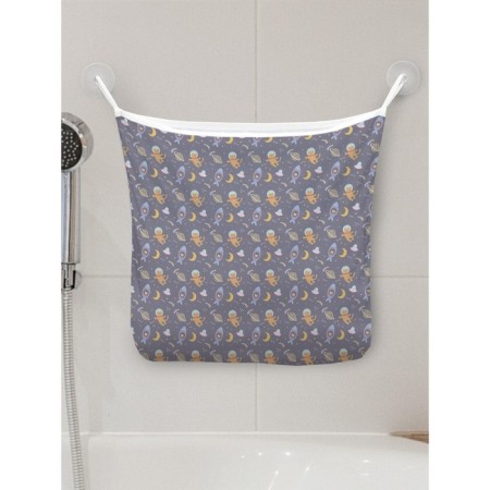 Organizer in a bath on suction cosmonauts, for storing toys and trifles, size 33x39 cm