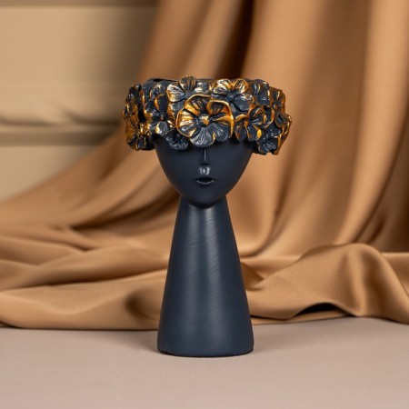 Polystone candlestick "Girl with a wreath" 9.5 x 9.5 x 14 cm mix-6