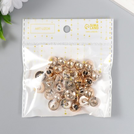 Buttons plastic for creativity on the leg "Golden Hemisphere" set of 30 pcs 1.2x1.2 cm-3