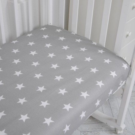 Sheet on the elastic band "Stars on the gray", size 60x120 cm-2