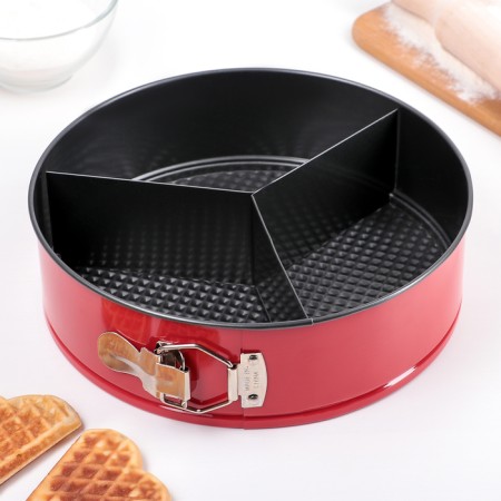 Baking a shade of the share "Three fillings", 25 × 8.5 cm, removable bottom, anti -stick coating, red color