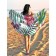 Pareo and beach rug "Tropical Plants", D = 150 cm