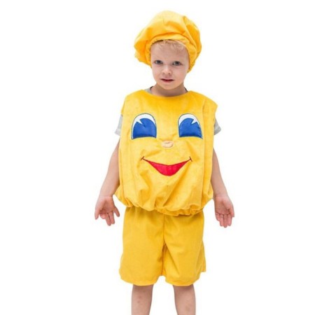 Kolobok carnival costume, hat, vest, shorts, 5-7 years old, height 122-134 cm
