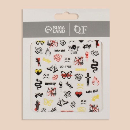 Nail stickers "Baby Girl" color black/red/yellow-3