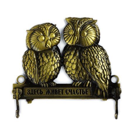 The wall -mounted keyboard “Happiness lives here”, Owls, 12 x 10.3 cm-1