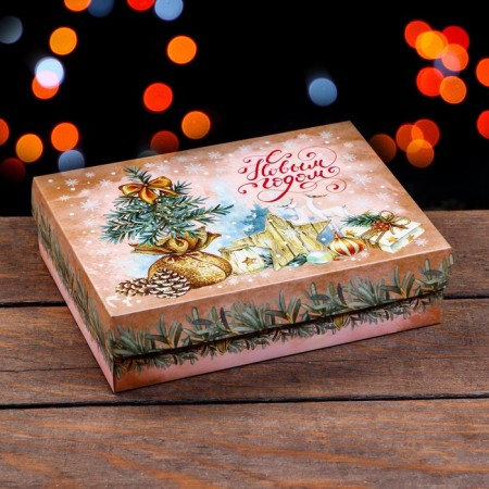 Gift box team "Bag with a Christmas tree", 21 x 15 x 5.7 cm-1
