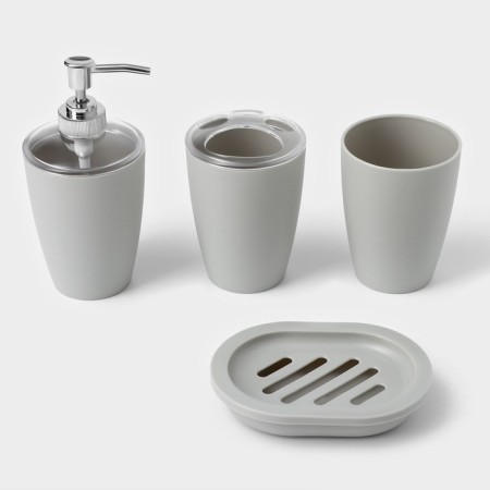 Set for the bathroom "Standard", 4 items: soap dispenser, soap dish, 2 glasses, 24 × 8 × 17 cm, color gray color-1