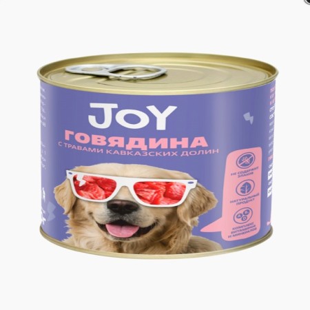 Wet feeding Joy Bezernovaya for dogs of medium and large breeds, beef 340 gr.