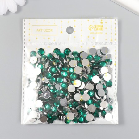Decor for creativity plastic "Rhinestones. Dark green" set 300 pcs d = 0.8 cm-3