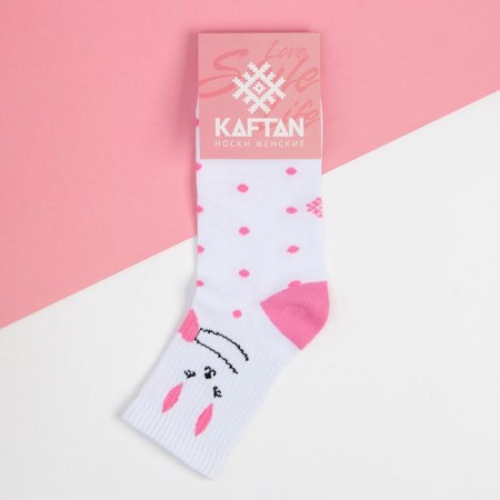 Women's socks New Year's "Bunny" size 36-40 (23-25 ​​cm), white-2