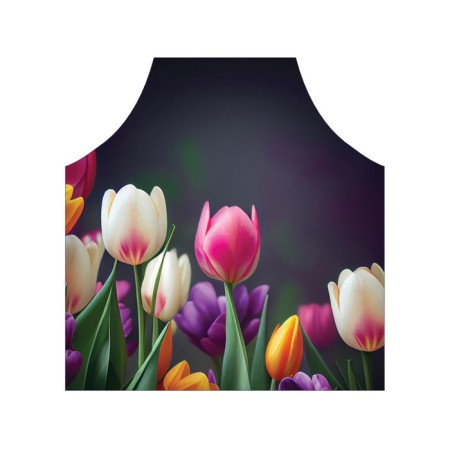 Apron kitchen with a photo print "Spring tulips", adjustable, size OS-2