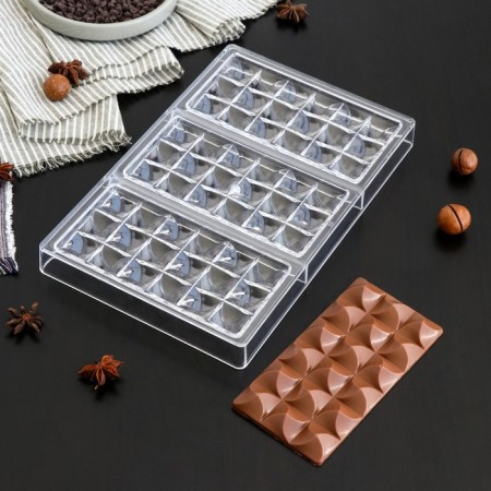 Konfinetta chocolate form Acapulco, 27.5 × 17.5 × 2.5 cm, 3 cells (15.3 × 7.5 × 0.8 cm)