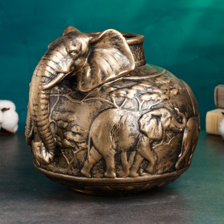 Kashpo - Vase "African Elephants" 22x26x22cm, Bronze-1