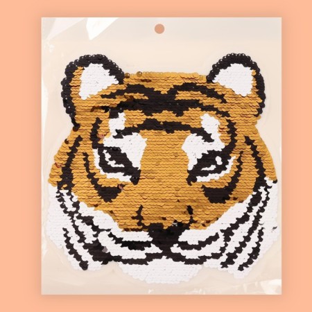 Thermal appliance is bilateral “tiger”, with sequins, 22 × 22.5 cm, gold/pink color-5