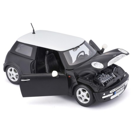 MASTO DIE-CAST Mini Cooper, opening doors, 1:24, black color with a white roof-6