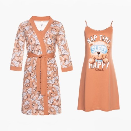 Female homemade set (robe/shirt), beige color, size 44-13