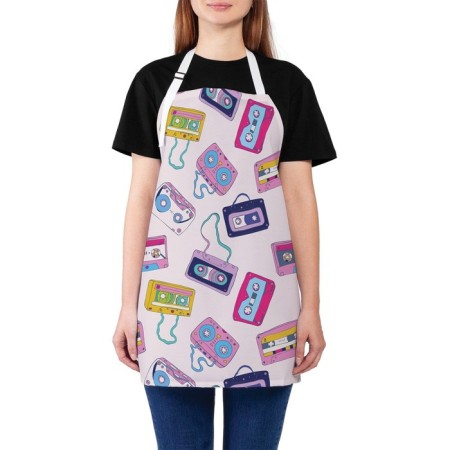 Apron kitchen with a photocrint "Finding cassettes", adjustable, size OS