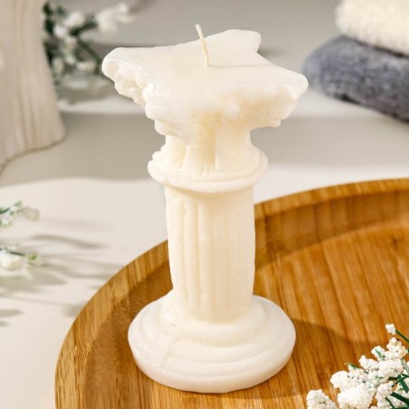 Figure candle "Big column", 10x5 cm, white-1