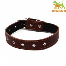 Leather collar on synthetic winterizer, dimensionless, 71 x 3.5 cm, Osh 29-62 cm, brown
