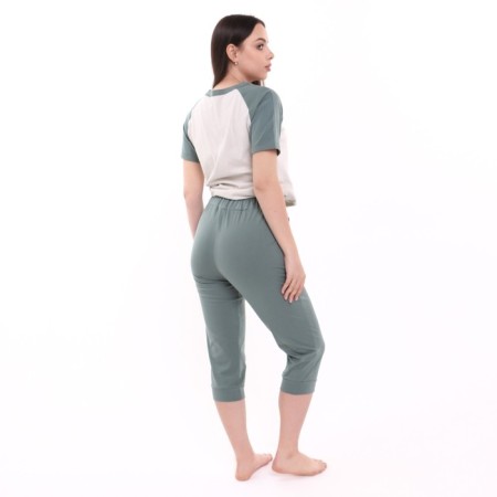 Women's set (T -shirt, Bridges), green color, size 46-2