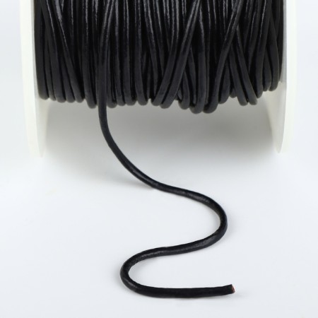 Weaving cord, genuine leather, d = 2 mm, 10 ± 0.5 m, black color-4
