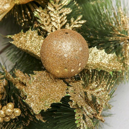 New Year's wreath D-28 cm "with a bow" golden berries-1