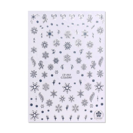 Nail stickers 10.2*8cm snowflakes CB-068 silver substrate QF-1
