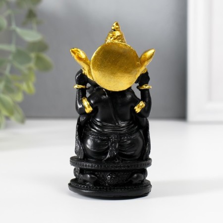 NECKE Polystone "Ganesha in the golden headdress" Black 4.7x4.7x9.7 cm-3