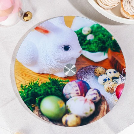 Glass stand for the cake rotating shares "Easter hare", d = 32 cm ㅤ-1