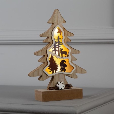 LED figure "Christmas tree" 15.5 × 23 × 5 cm, wood, batteries AAAX2 (not in the kit), glow warm white