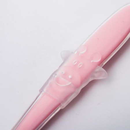 Spoon silicone children's "giraffes", pink color-4