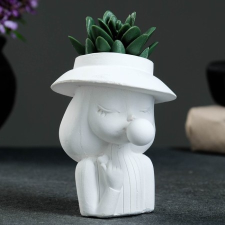 Kashpo - organizer "Girl with chewing gum" white 9x11x9cm