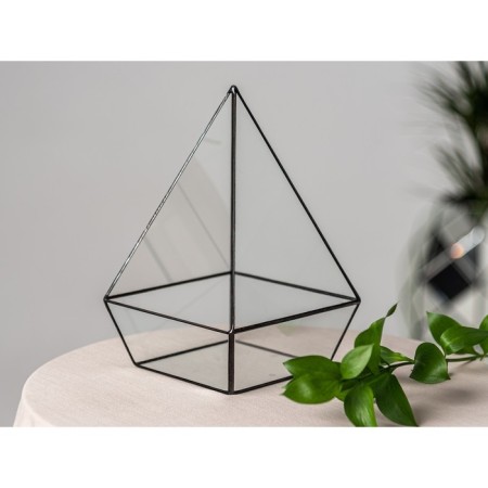 Florarium "Pyramid with the base" (silver seams)-2