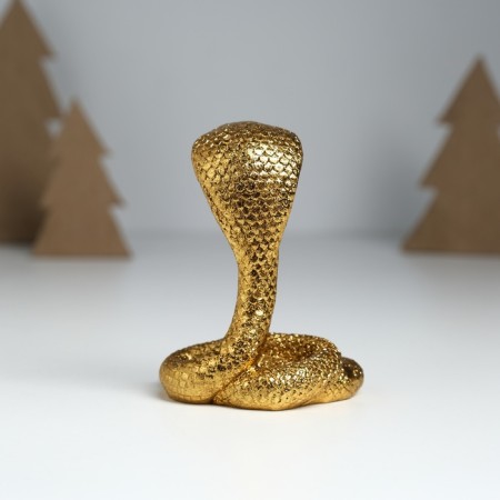 Souvenir Polystone "Royal Cobra" gold 7x5x8.7 cm-3