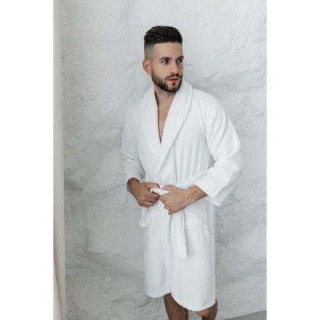 Tainted male bathrobe, size 52, white color