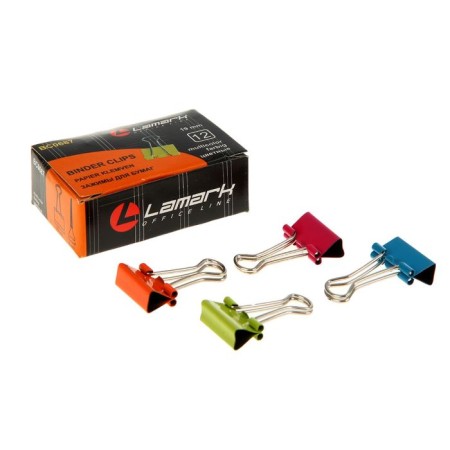 A set of paper clamps Lamark, 19 mm (12 pcs.), Color