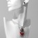 Set 2 objects: earrings, pendant "solo" oval, red color in black silver, 48 cm