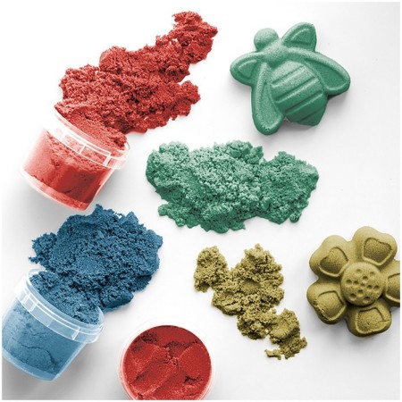Sand for modeling "Raccoon in the desert", 4 colors, 480 g, in a jar, 4 forms.-3