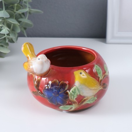 Souvenir ceramics stand "Gray bird on the bowl" MIX 11x11.5x8.5 cm-2