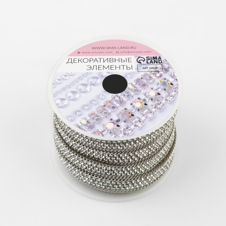 Rhinestones and chain is thermoclayes, width - 9 mm, 4.5 ± 0.5 m, silver color-2