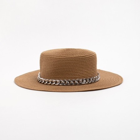 Women's hat minku beige color, size 56-58