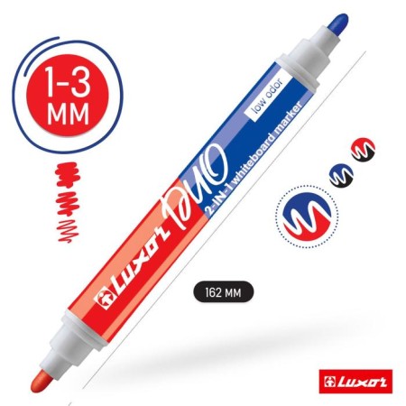 Marker for white boards Luxor Duorite, 1-3 mm, bilateral, bullet, blue/red-2