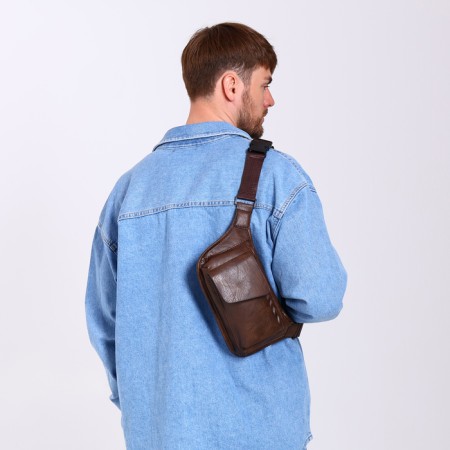Lightning waist bag, 3 outer pockets, brown color-6