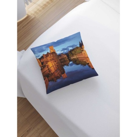Decorative pillowcase "flooded city", on a zipper, size 45x45 cm-1