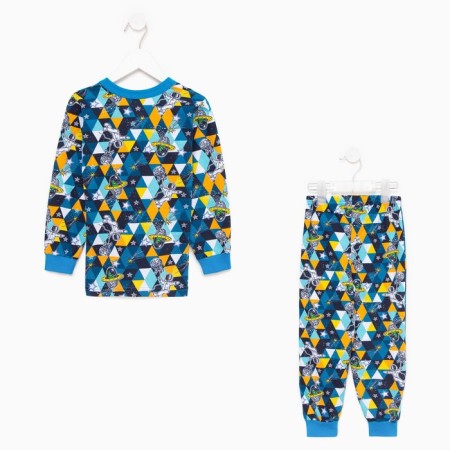 Pajamas for a boy, color triangles/astronauts, height 110 cm-7