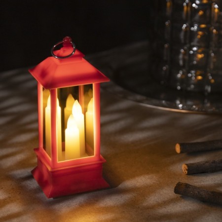 LED figure "Red Lantern with candles" 5.5 × 13 × 5.5 cm, plastic, batteries AG13x3, glow warm white