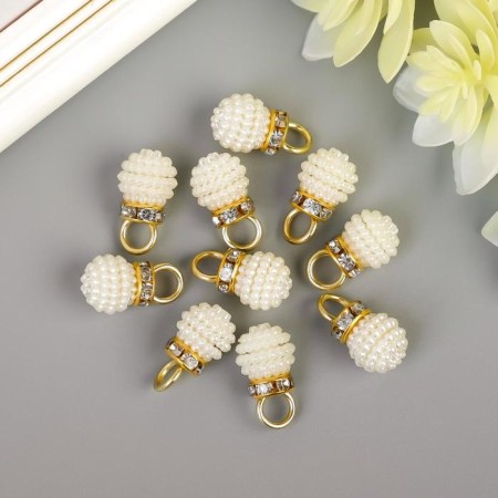 Decor for creativity plastic "lamb ball with loop" set 10 pcs 1x1.2 cm